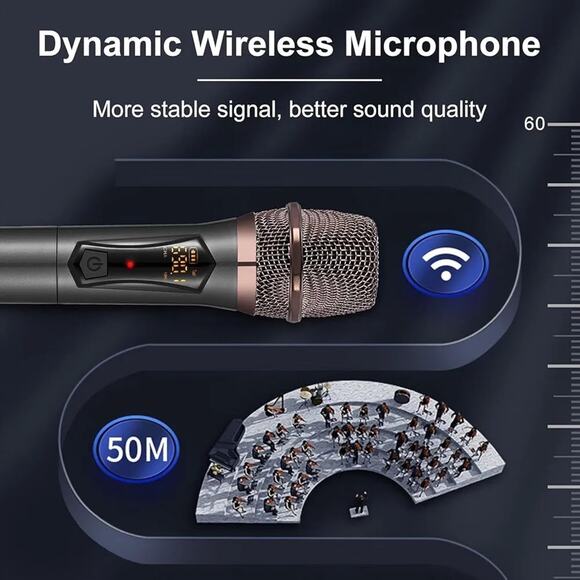 ALPOWL Wireless Microphones, Metal Dynamic Microphone System with... - Picture 3 of 10